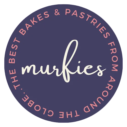 Murfies logo with text 'The best bakes & pastries from around the globe' on a purple circle
